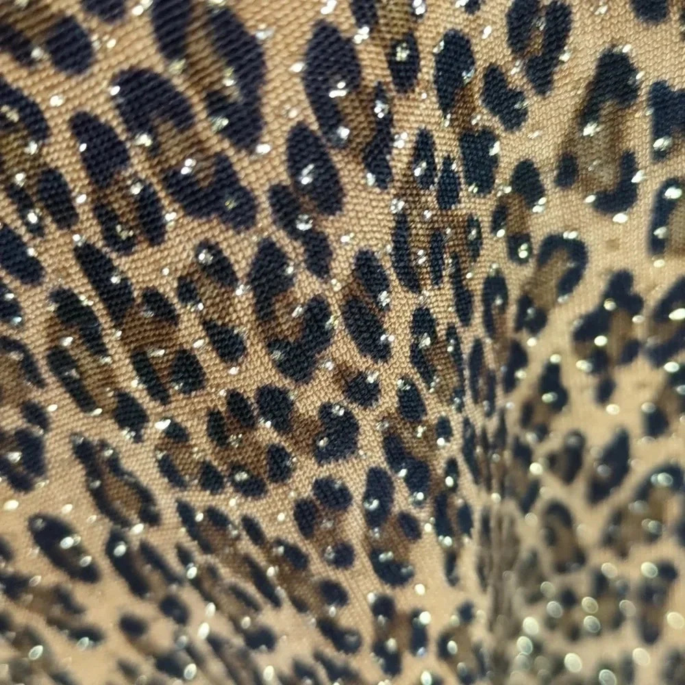 Vintage 80s Jessica Howard Glitter Leopard Print Swing Dress - Picture 3 of 12